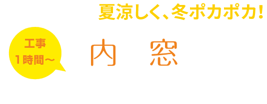 窓を替えて、夏涼しく、冬ポカポカ！ 工事１時間～　内窓（二重窓）